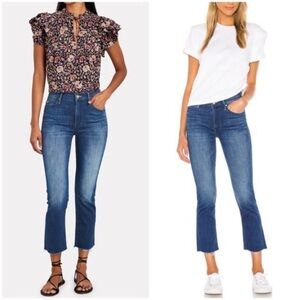MOTHER “Mid Rise Dazzler” Crop Fray In Squeeze It Size 28